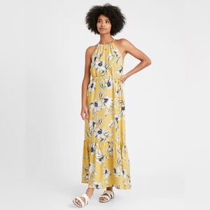 NWOT Banana Republic Floral Halter Yellow Maxi Dress size 2